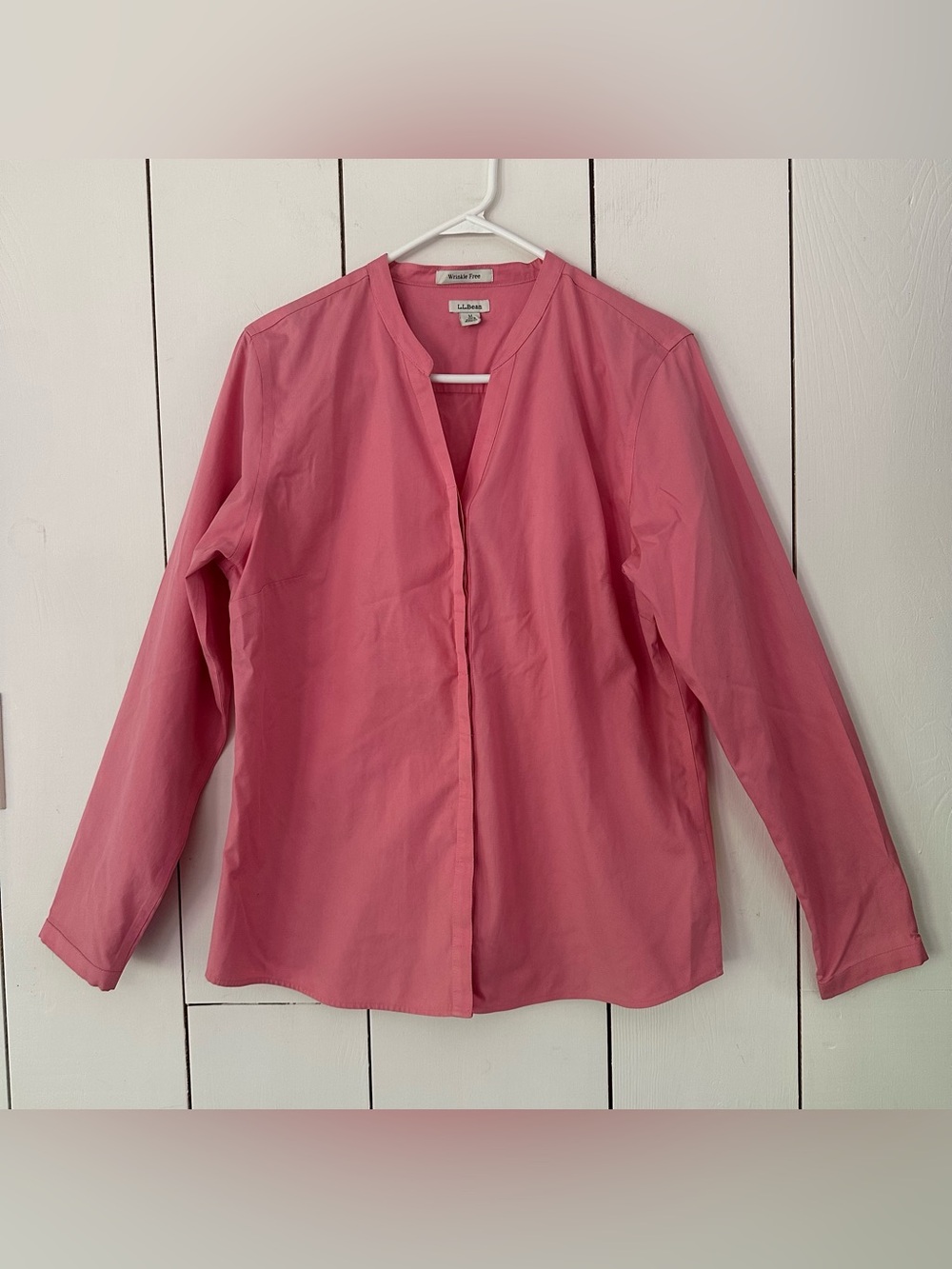 L.L.Bean Wrinkle Free 100% Cotton Button-Up Top Sz M Pink